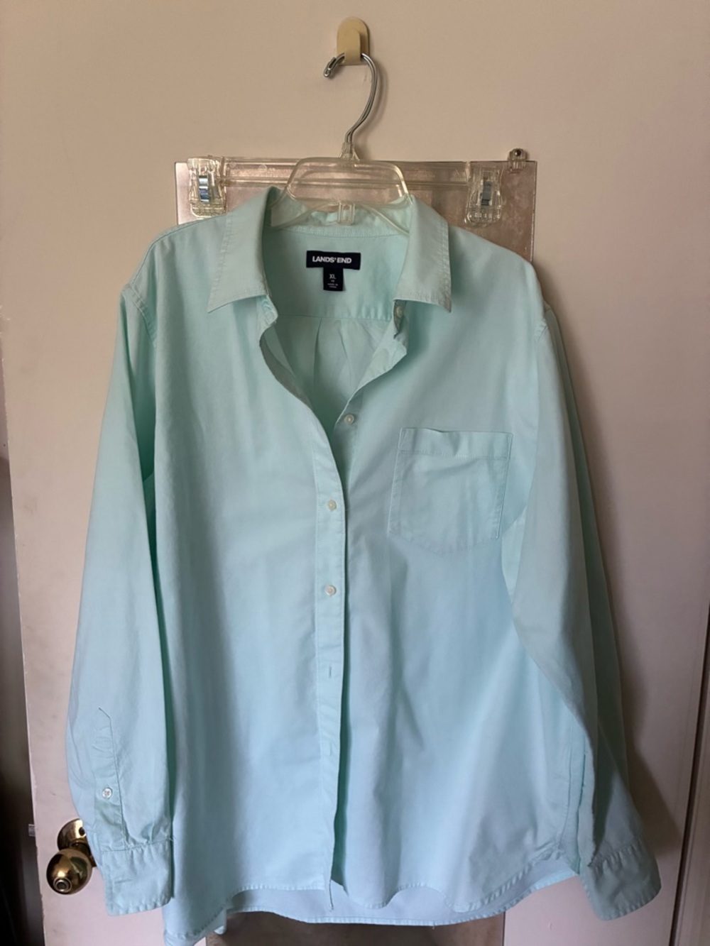 Lands' End Women's Aqua Button-Up Shirt